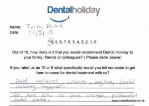 Testimonial from Dental Holiday