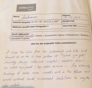 Jans review in our visitor book
